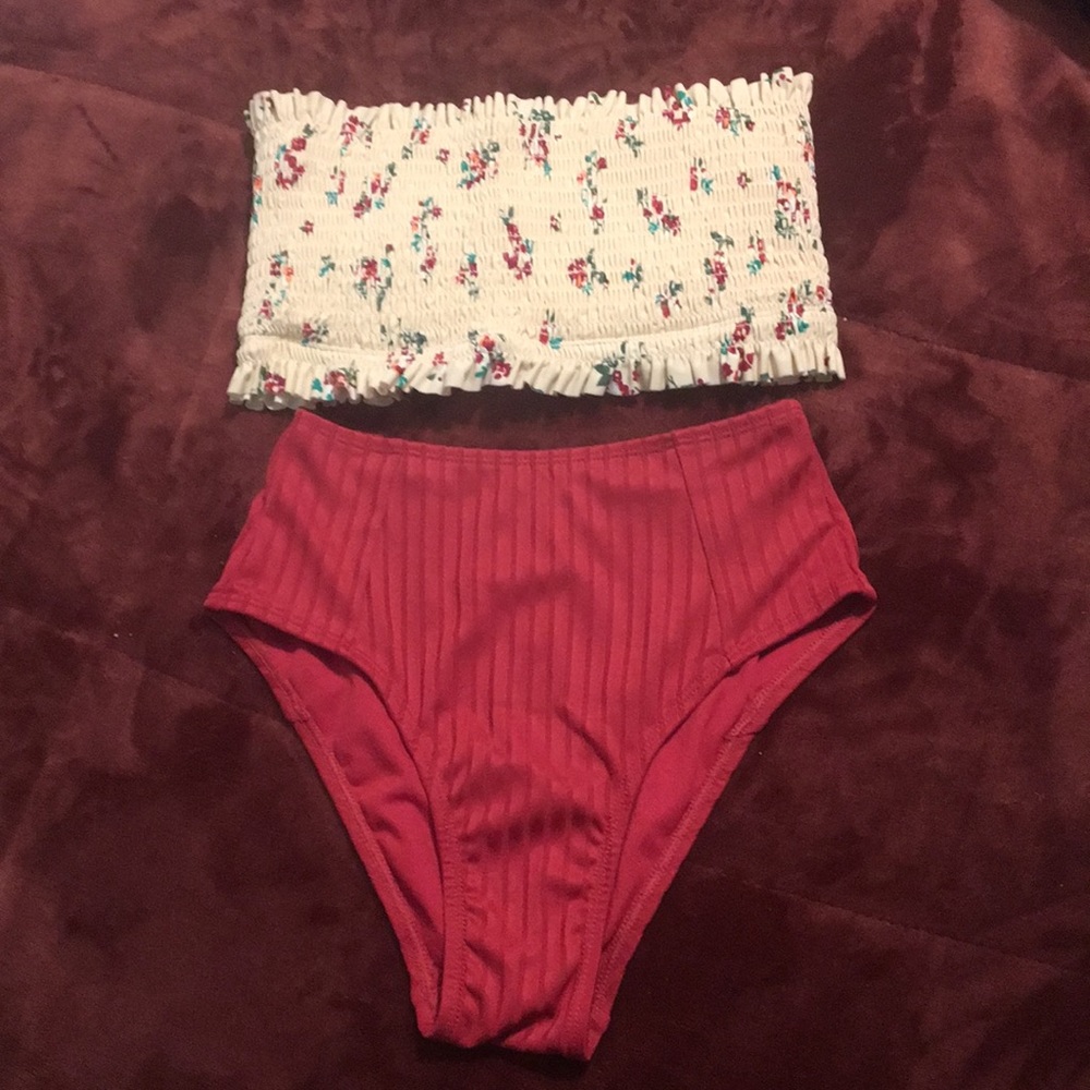 Tube top and high waisted bikini set
